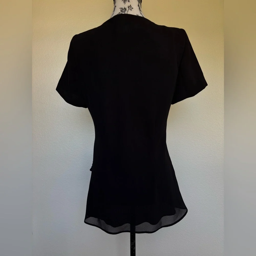 Night Way Collections Black V-Neck Short Sleeve Tunic with Hem Embellishment - Picture 6 of 13